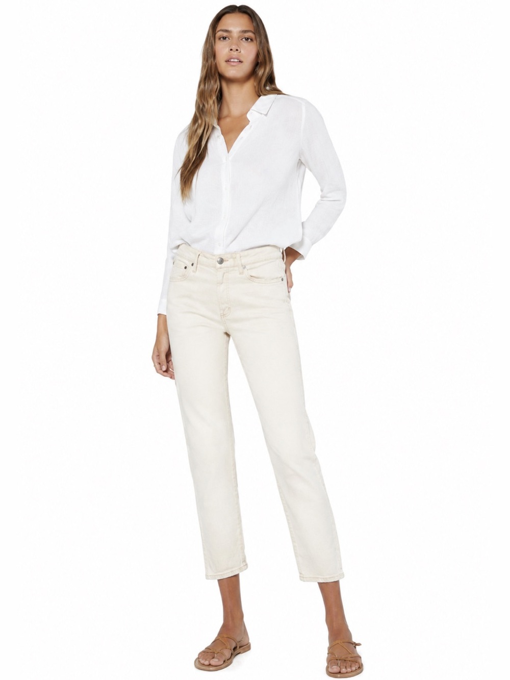 NWT Outerknown S.E.A. Fillmore Boyfriend Ivory Jeans Size 29 Organic Cotton